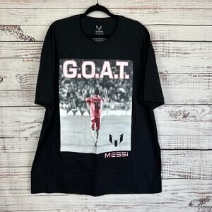Mens NWT Old Navy Lionel MESSI Collection "GOAT" Graphic Soccer Black T Shirt 2X